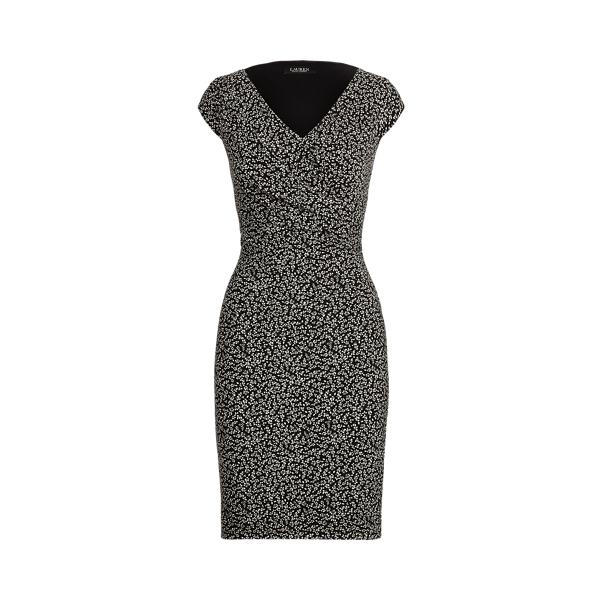 Robe plissée en jersey à motif feuilles