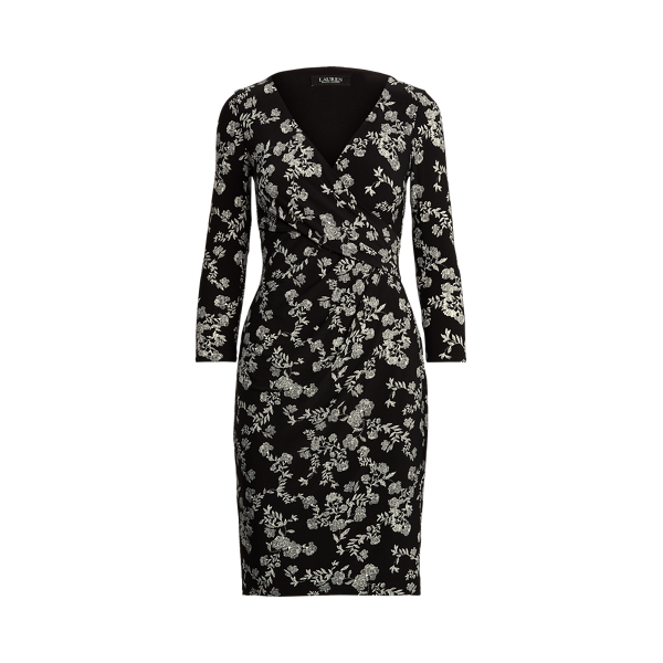 Robe fleurie encolure en V croisée