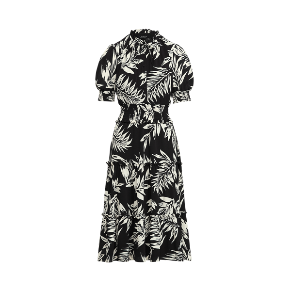 Robe en crêpe à motif palmiers