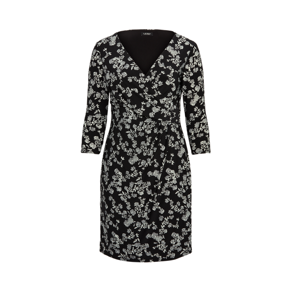 Robe fleurie encolure en V croisée