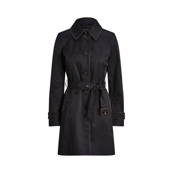 Trench-coat bordé de cuir vegan