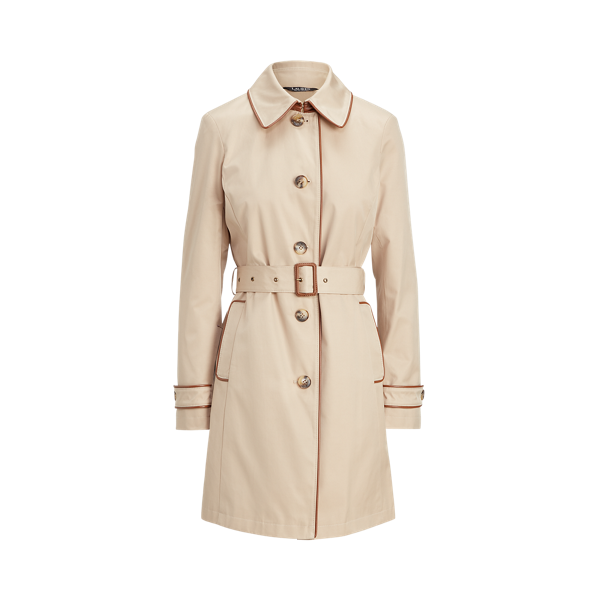 Trench-coat bordé de cuir vegan