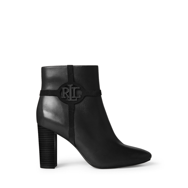 Ralph Lauren Marleigh Burnished Leather Bootie In Deep