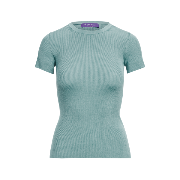 T-shirt en tricot côtelé de soie