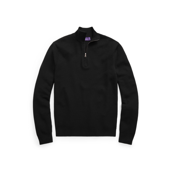 Polo Ralph Lauren Wool Piqué Quarter-zip Sweater In Polo Black