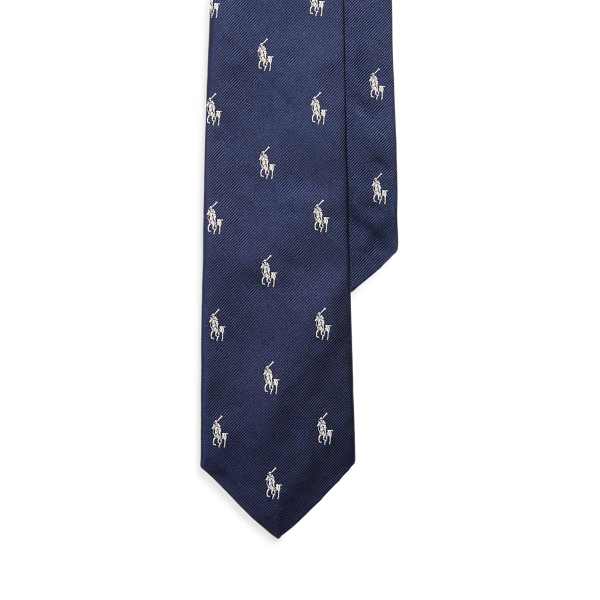Ralph Lauren Vintage-inspired Silk Narrow Tie In Navy/white