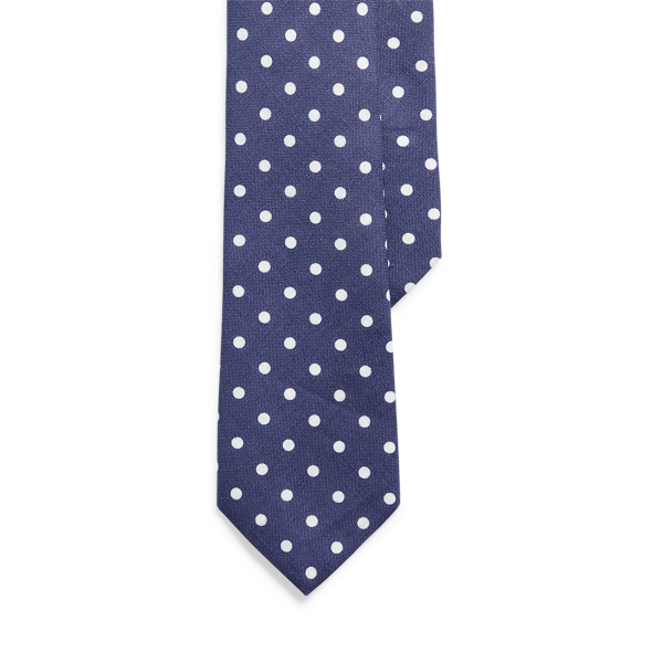Ralph Lauren Vintage-inspired Linen Narrow Tie In Navy/white