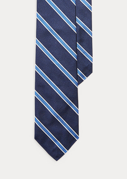 Ralph Lauren Vintage-inspired Silk Narrow Tie In Navy/blue/white