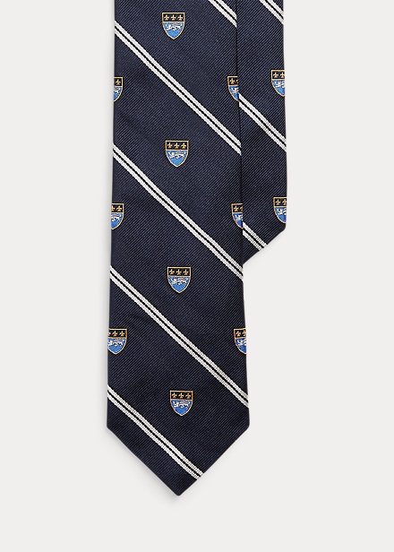 Ralph Lauren Vintage-inspired Silk Narrow Tie In Navy/blue/white