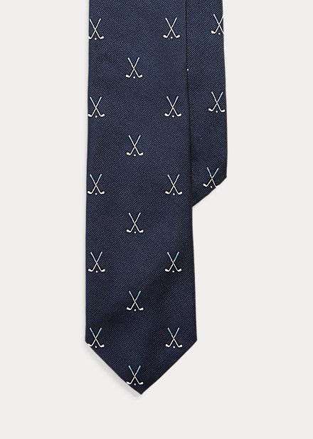 Ralph Lauren Vintage-inspired Silk Narrow Tie In Navy/white/blue