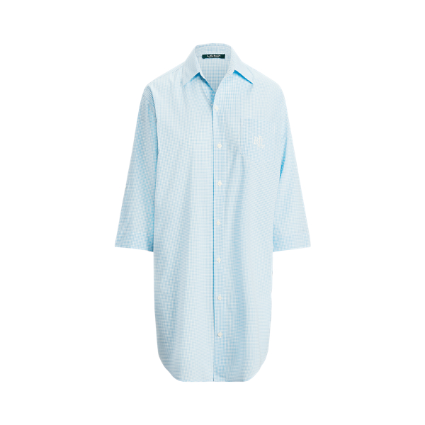 RALPH LAUREN CHECKED COTTON SLEEP SHIRT,0044246346