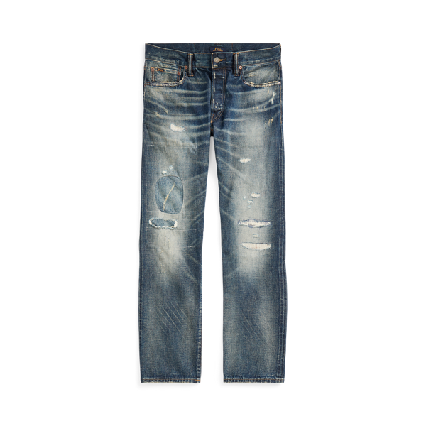 Jean vieilli classique en denim selvedge