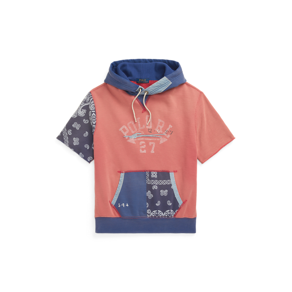 Sweat à capuche patchwork à logo