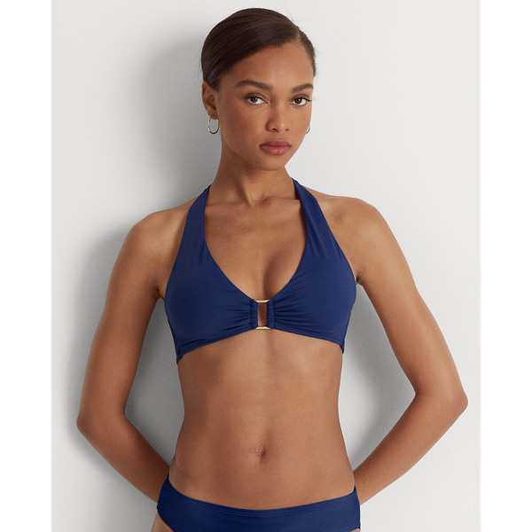 Ralph Lauren Ring-front Halter Bikini Top In Sky