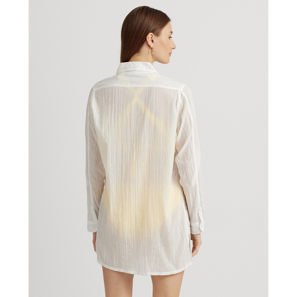 Shop Lauren Ralph Lauren Crushed Cotton Shirt Cover-up In White