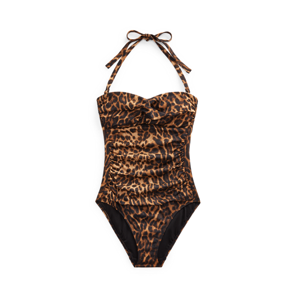 Maillot bandeau léopard torsadé