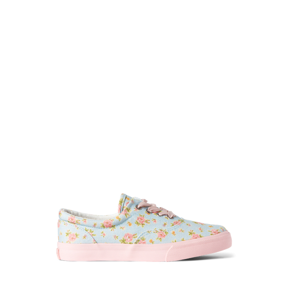 Polo Ralph Lauren Kids' Bryn Floral Canvas Sneaker In Light Blue & Pink Floral