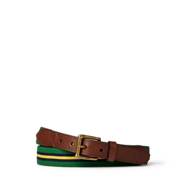 Ceinture stretch bordée de cuir