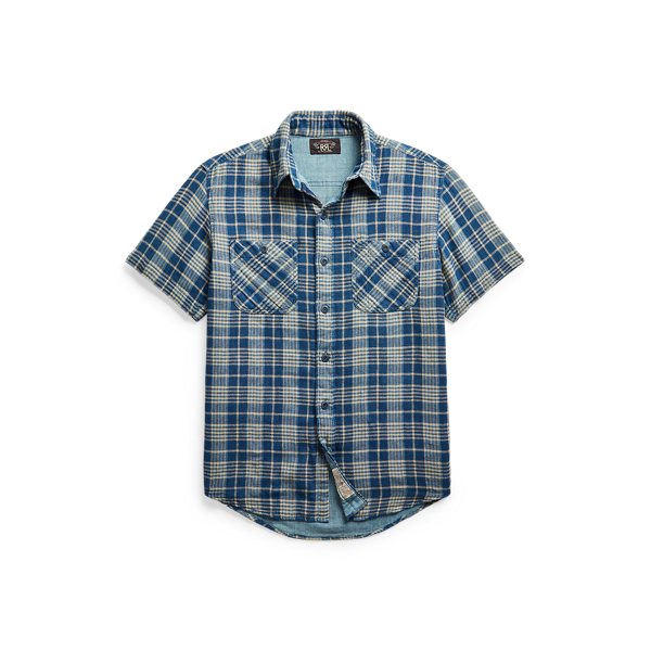 Chemise workwear écossaise indigo