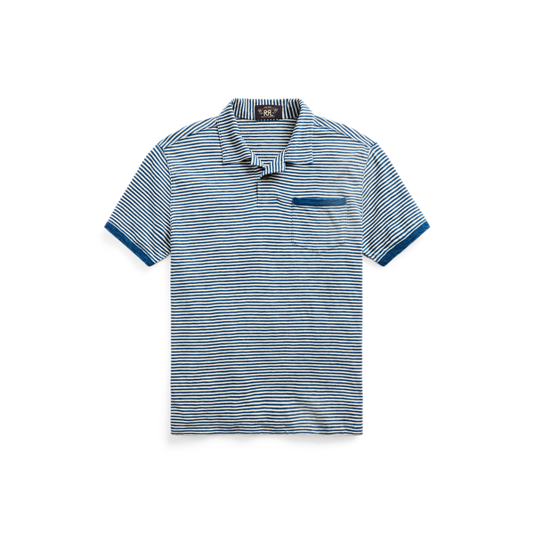 Polo en jersey rayé indigo