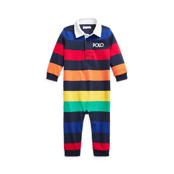 Combinaison bébé rugby coton rayé logo