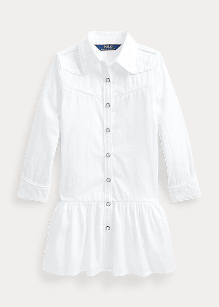 Polo Ralph Lauren Kids' Embroidered Cotton Poplin Shirtdress In White