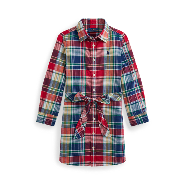 Robe-chemise écossaise en popeline