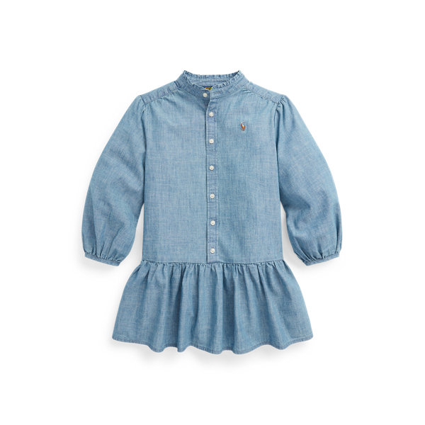 POLO RALPH LAUREN COTTON CHAMBRAY SHIRTDRESS,0044379709