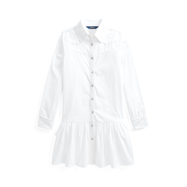 Robe-chemise brodée en popeline de coton