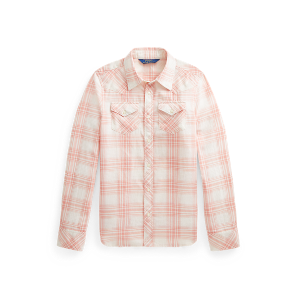 Chemise western en coton dobby écossais