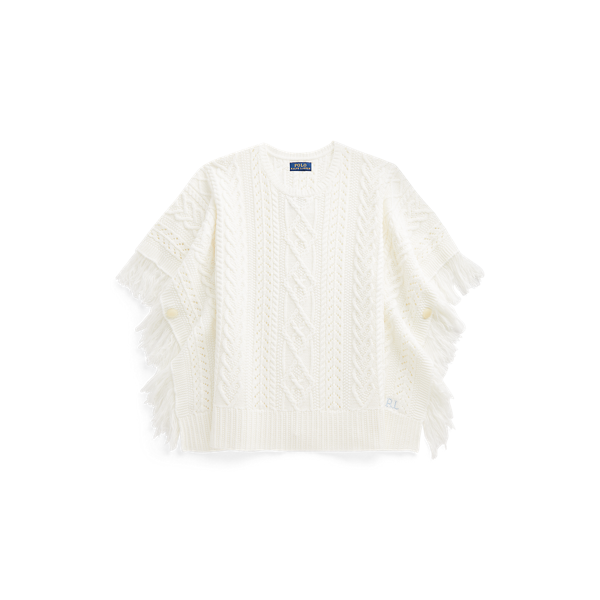 Poncho coton tricot pointelle