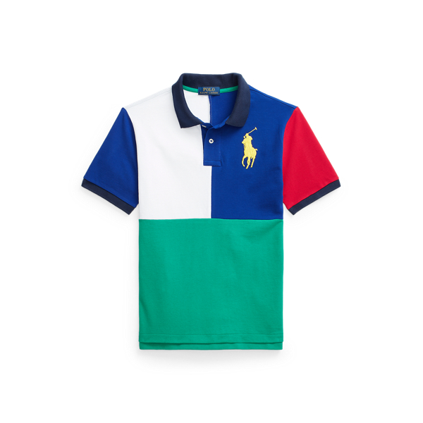 Polo Ralph Lauren Kids' Big Pony Cotton Mesh Polo Shirt In True Green Multi