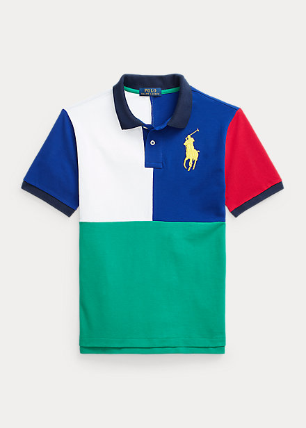 Polo Ralph Lauren Kids' Big Pony Cotton Mesh Polo Shirt In True Green Multi