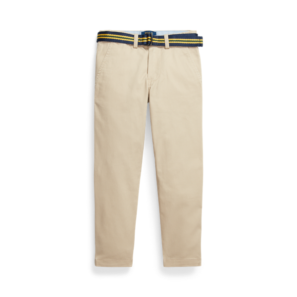 Pantalon slim en sergé stretch ceinturé