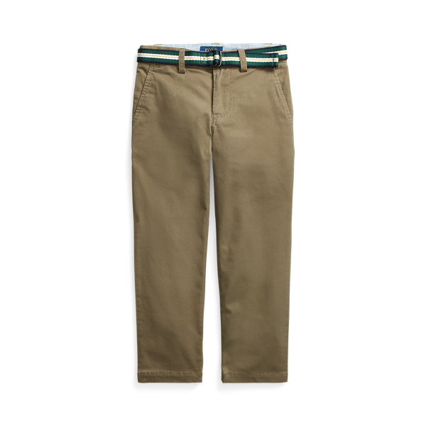 Pantalon slim en sergé stretch ceinturé