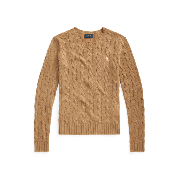 Pull à col rond torsadé en laine