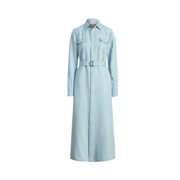 Robe-chemise trapèze en denim