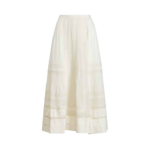 Jupe en coton bordé de dentelle