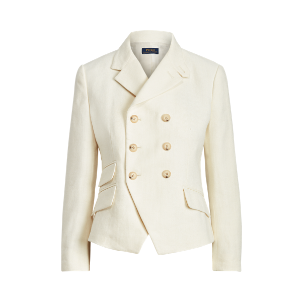 Blazer coupe croisée en tweed à chevrons