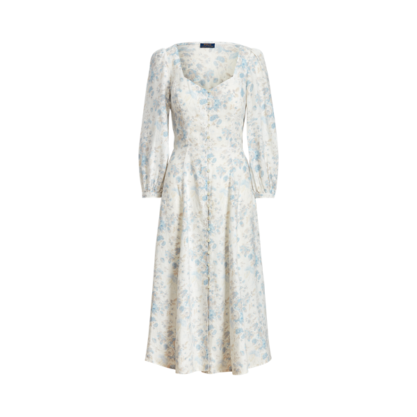 Robe mi-longue fleurie en lin