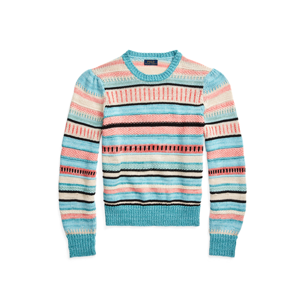 Pull rayé en coton et lin