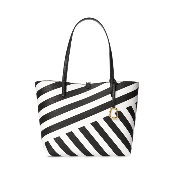 Cabas réversible rayé en cuir vegan