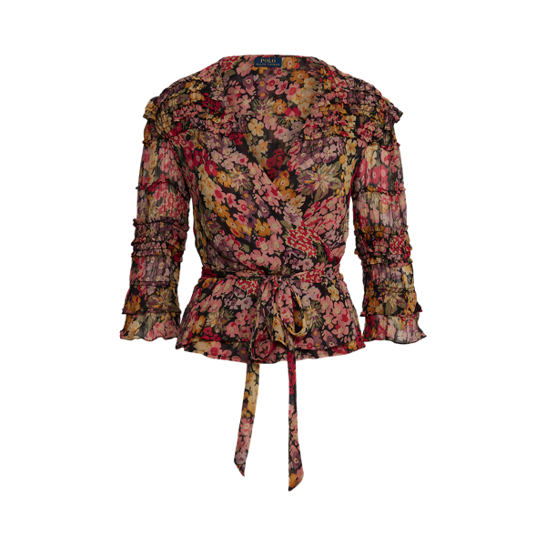 Chemisier cache-cœur fleuri à basque