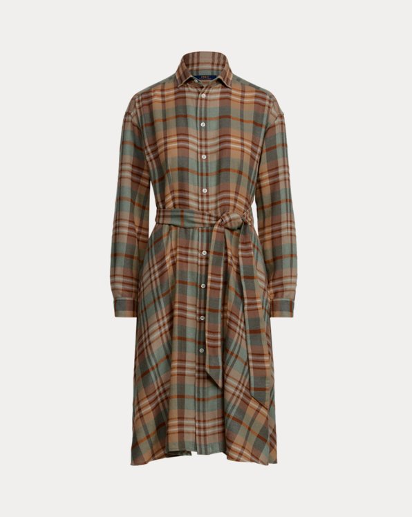 Robe-chemise écossaise en laine