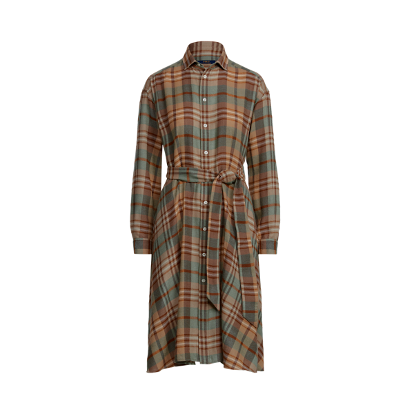 Robe-chemise écossaise en laine