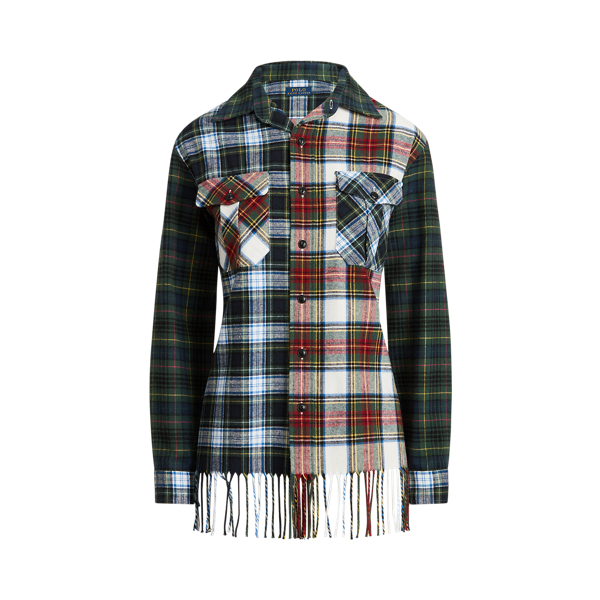 Chemise écossaise à bordure frangée