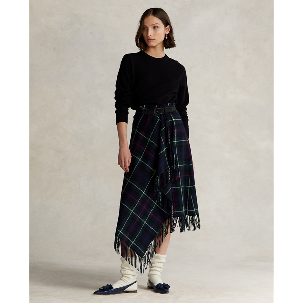 Gonna a portafoglio scozzese con frange Ralph Lauren Donna Abbigliamento Gonne Gonne scozzesi 