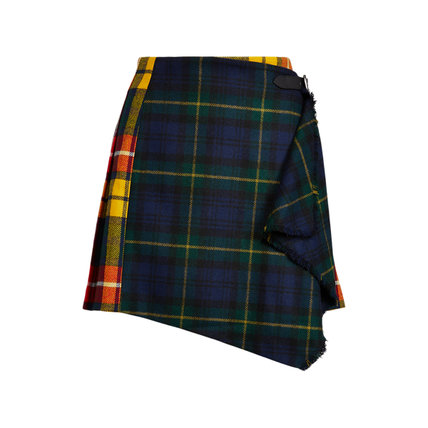 Jupe portefeuille écossaise plissée