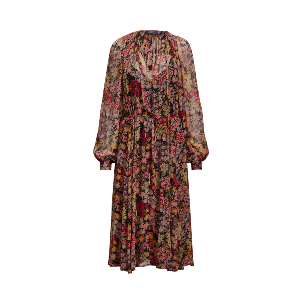 Robe fleurie en georgette froissée