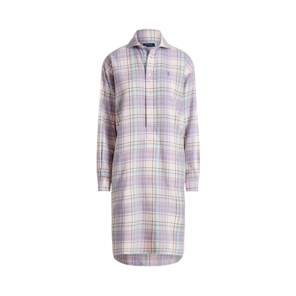 Robe-chemise écossaise en coton